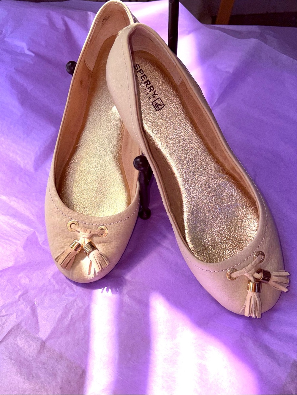 Sperry Cream Tassel Ballet Flats